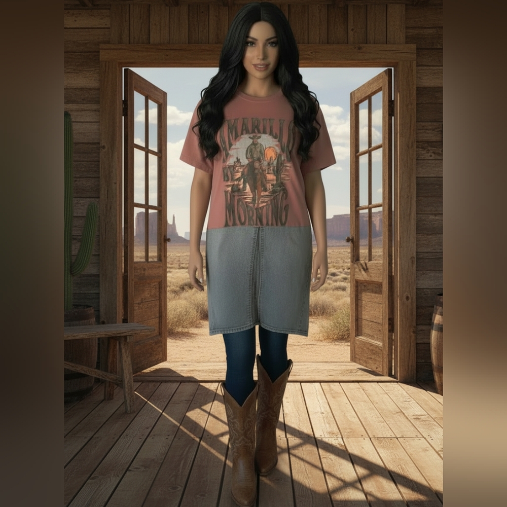 Western T-shirt Open Tunic Sz Small - Picture 1 of 5